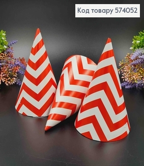 Набор праздничных колпачков, Белого цвета с красными линиями, 20шт/уп. 574052 фото