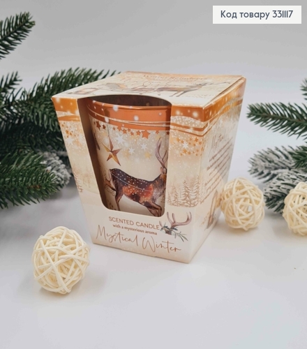 Аромасвечка стакан Winter Reindeer with mysterious aroma, MYSTICAL WINTER,115г/ 30час., Польша 331117 фото 1