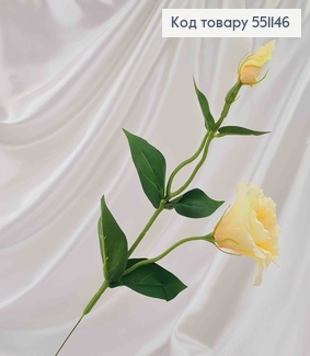 Штучна квітка, гілочка Еустоми, молочного кольору, на металевому стержні, 47см 551146 фото