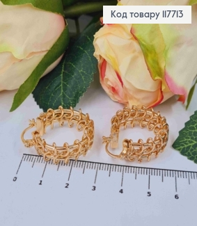 Сережки кільця Ажурні плетені, ширина 1см, діаметр 2,5см, Xuping 18K 117713 фото