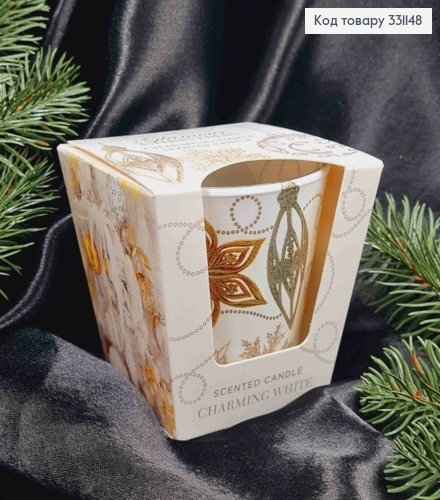 Аромасвічка стакан ''Glamour CHRISTMAS"  CHARMING WHITE, 15г/ 30год., BARTEK CANDLES, poland 331148 фото 1