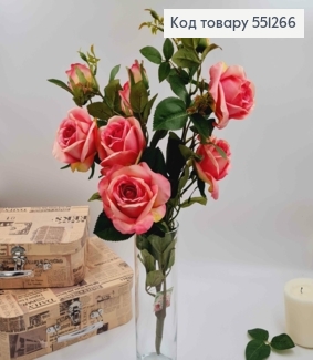 Композиція "Гілочка з РОЖЕВИМИ трояндами" висотою 55см (дуже гарні, як  живі) 551266 фото
