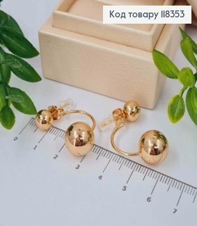 Сережки гвоздики, "ДІОР" з двома кульками, 3см Xuping 18K 118353 фото