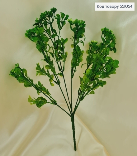 Штучна квітка каланхоє зелена  пластик з 7 гілочок на металевому стержні 30см 551054 фото 1