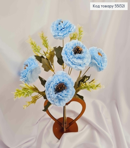 Штучна композиція Майори, колір БЛАКИТНИЙ, 5 квіточок , висота 40см 551321 фото 2