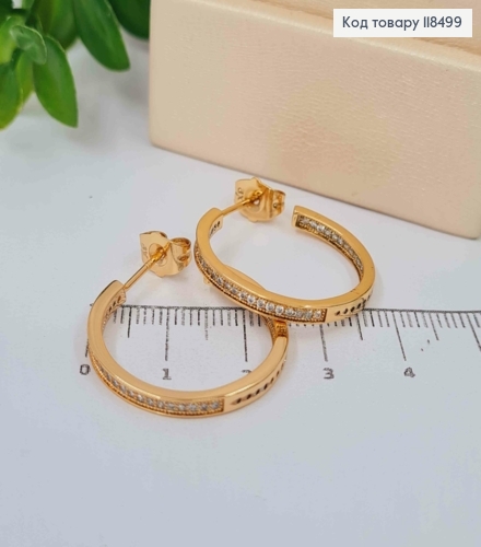 Сережки гвоздики "Кільця" з Блискучими камінцями, 2,5см, Xuping 18K 118499 фото 1