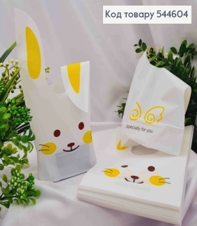 Пакет поліетиленовий, "Зайченятко" жовті щічки, вуха-зав'язки, 50шт/уп, 26*15,5см 544604 фото