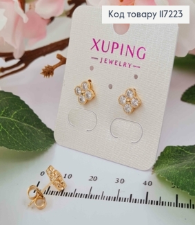 Серьги гвозди Цветочек на четыре лепестка, XUPING 18K 117223 фото