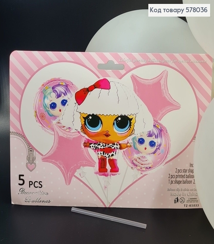 Набір фольгованих куль "Лялька ЛОЛ Diva", 4шт(18")+1шт(Діва 25,6") 578036 фото 1
