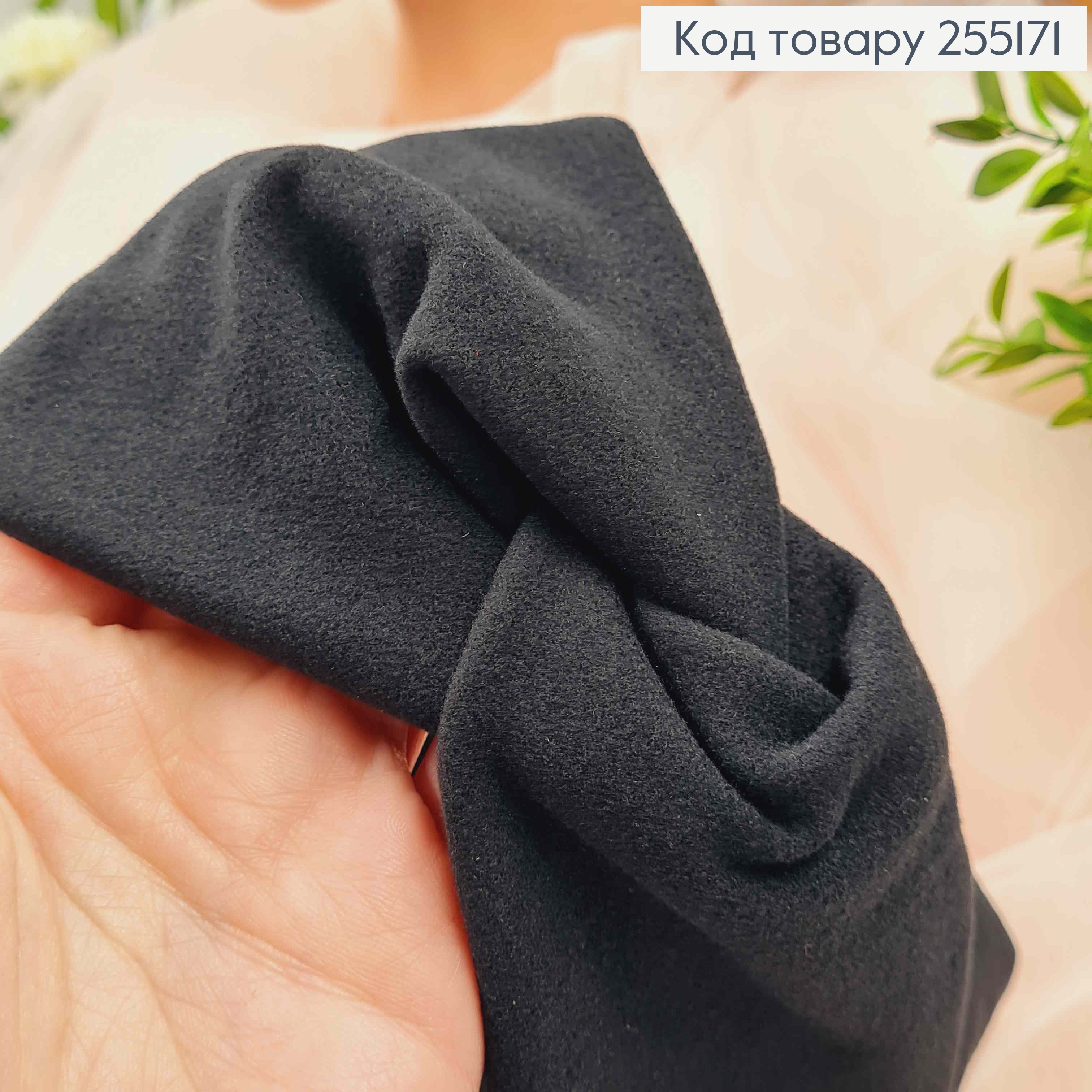 Пов'язка чалма трикотаж "Замш",ЧОРНА,  діаметр 50см, ширина 11см,  ручна робота, Україна 275048 фото 3