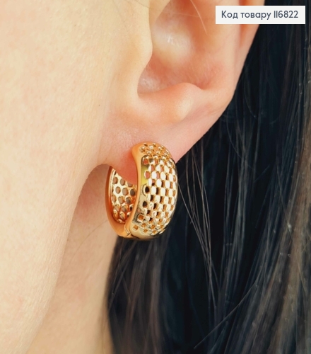 Серьги кольца 1,5см, Ажурные, шир.8мм, Xuping 18К. 116822 фото 2