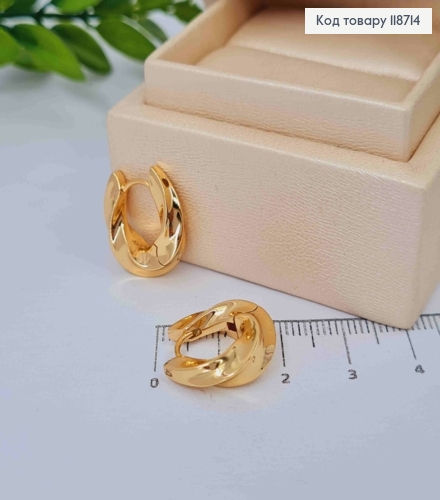 Серьги кольца Винтовые, ширина 7мм, диаметр 1,6см, XUPING 18K 118714 фото 1