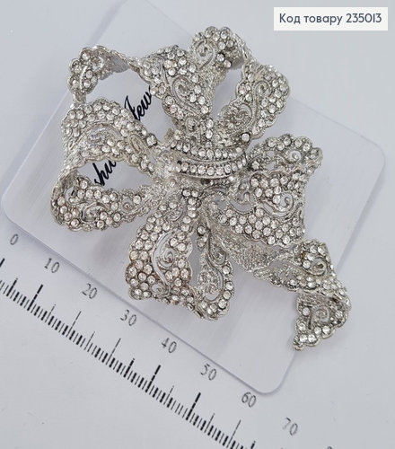 Брошь металл Бантик  плетен серебряный 235013 фото 1