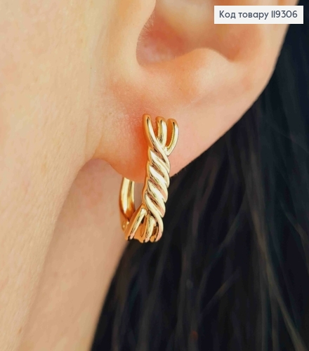 Сережки "Спіраль", 1,5см, англійська застібка, XUPING 18K 119306 фото 1