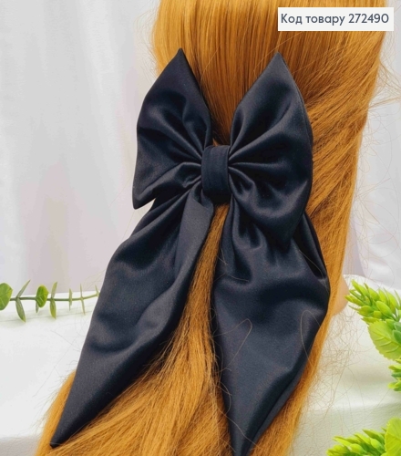 Бант ЧЕРНОГО цвета, заколка 7,5см, ткань плотный атлас, заколка 7,5см, размер 13*23см, Украина. 272490 фото 1