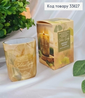 Парфумована СОЄВА свічка стакан GREENERY SHADES з дерев"яним гнотом, 150г/35год,bartek 331127 фото