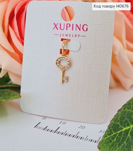 Кулон Ключик с камнями, 1,5*0,7см, Xuping 18К 140676 фото 2