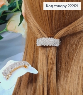 Заколка Автомат, ПРЯМОУГОЛЬНАЯ золотого цвета в камнях, 5*1,5см. 222121 фото