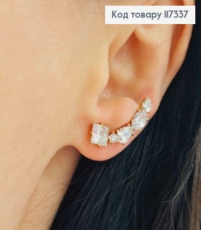 Серьги крючки, с блестящими камешками, дл. 2,3см, Xuping 18К 117337 фото