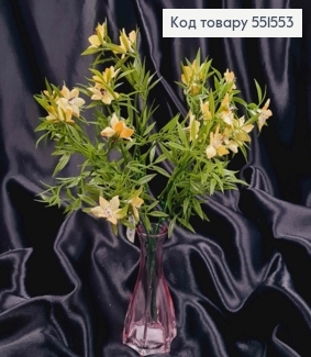 Искусственная композиция Барвинок, ЖЕЛТОГО цвета, 5 веточек на металлическом стержне, высота 33см. 551553 фото