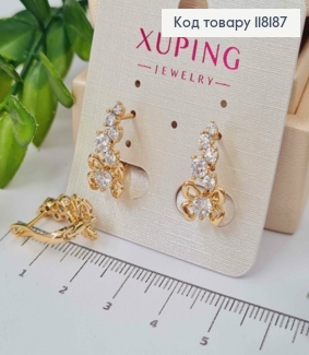 Серьги "Цветок Жизни" с яркими камешками, 1,9см, английская застежка, XUPING 18K 118187 фото