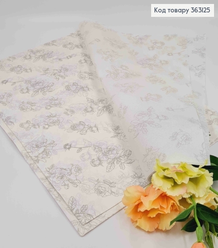 Пленка калька бумажная, БЕЛАЯ+СЕРЫЙ УЗОР, в листах 58*58см, Китай 363125 фото 1