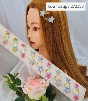 Заколка тік так дитяча з зірочкою та квіточкою в асорт. 20шт/уп. 272358 фото