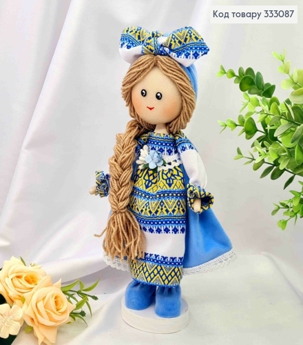 Кукла Девочка, Украиночка в платке и Голубой наряде (27см), ручная работа, Украина. 333087 фото 1
