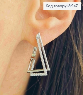 Серьги родованные  украшены Блестящими камешками, дл. 2,3см, английская застежка, Xuping 181947 фото