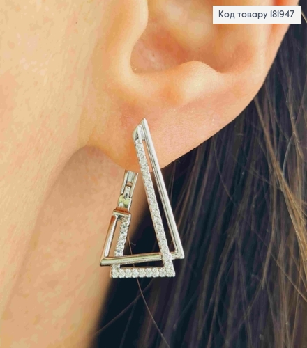 Серьги родованные  украшены Блестящими камешками, дл. 2,3см, английская застежка, Xuping 181947 фото 1