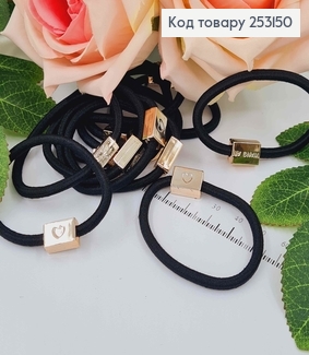 Резинка чорна, з прямокутною бусинкою, 5см 253150 фото