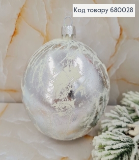 Іграшка куля 80 мм Ретро бархат срібло 680028 фото