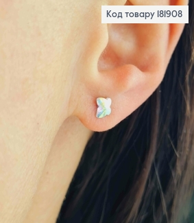 Сережки родовані гвіздки "Метелики" з Блискучого каменя Сваровські Хамлеон,  4,5мм, XUPING 18K 181908 фото