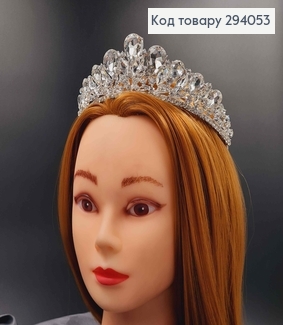 Тиара под серебро, "Викторианская" с белыми камешками. 294053 фото