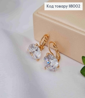 Серьги с большим блестящим камнем, диаметр 1,2см, XUPING 18K 118002 фото