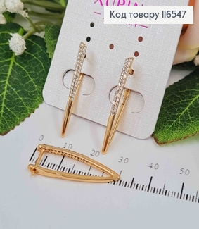 Сережки Стрелы в камешках, 3см, англ. застежка, Xuping 18K 116547 фото