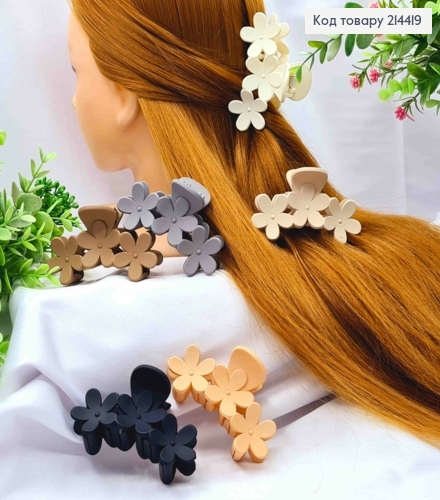 Краб пластик матовый, "Три Цветка", размер 8,5см, Пастельные цвета в ассортименте. 214419 фото 1