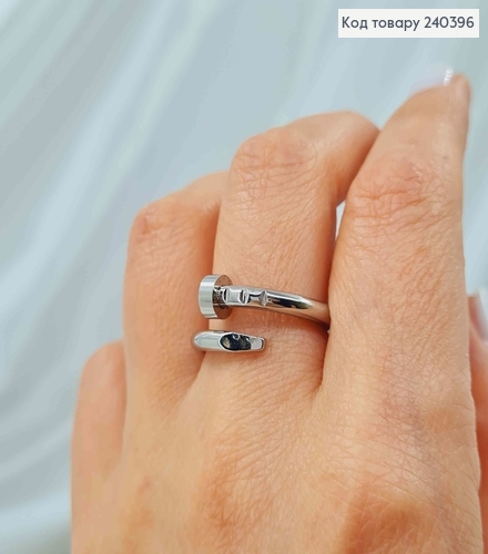 Кольцо, гвоздь "Картье" серебреного цвета, сталь Stainless Steel 240396 фото 2