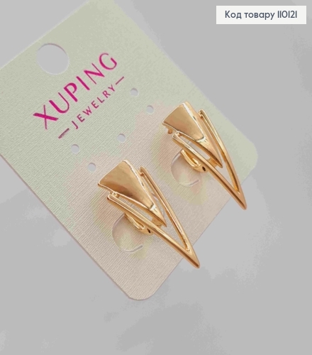 Сережки "Кіготь Тигра", 2,4см, англ. застібка,  XUPING 18К 110121 фото 2