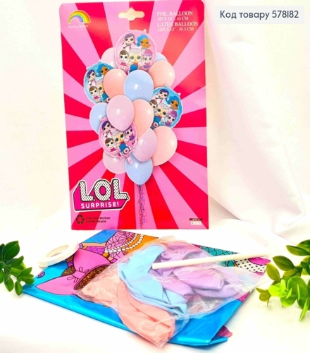 Набір фольгованих куль, "L.O.L.", фольговані з LOL (4шт/18"), латексні (12шт/12") 578182 фото 1