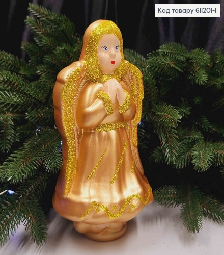 Верхушка на елку Ангел ЗОЛОТОЙ (ЦВЕТ), высота 20см, Украина 611201-1 фото 1