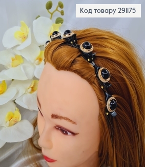 Обруч пластик с маленькими крабиками и жемчужинами черного цвета 291175 фото