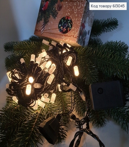 Гирлянда лампочка-цилиндр черная проволока 9 м 100 LED белая теплая 613045 фото 1