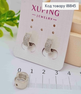 Серьги кольца украшены Блестящими камешками, диаметр 1,1см, шир.5мм, XUPING 181845 фото