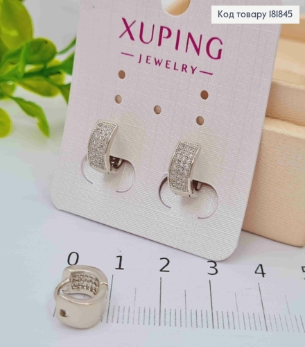 Серьги кольца украшены Блестящими камешками, диаметр 1,1см, шир.5мм, XUPING 181845 фото 1