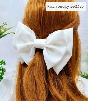 Бант МОЛОЧНОГО кольору, на заколці 7,5см, тканина софт, розмір 15,5*11см, ручна робота 262385 фото