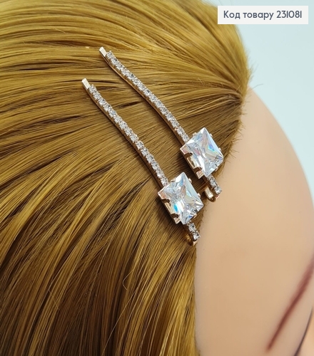 Заколка невидимка металл 6 см золоотая капдрат 2 шт / уп. 231081 фото 2