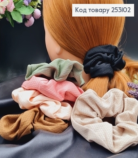 Резинка обьемная тканевая ОДНОТОННАЯ  4-11см в асортименте 253102 фото