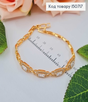 Браслет якорное плетение, с белыми камешками, шир. 0,5см, длина 17,5+2см, Xuping 18K 150717 фото