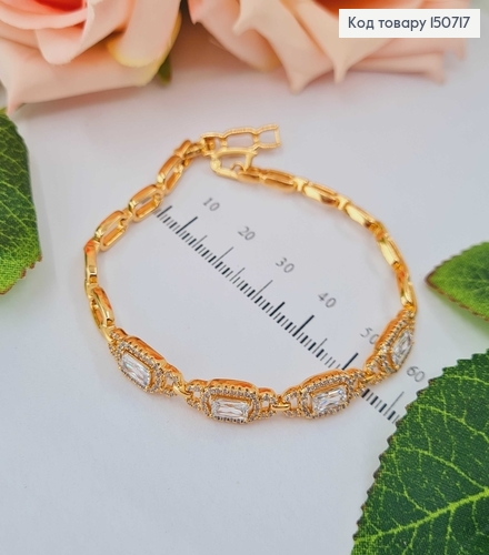 Браслет якорное плетение, с белыми камешками, шир. 0,5см, длина 17,5+2см, Xuping 18K 150717 фото 1